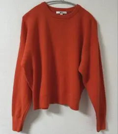 ユニクロ　スムースコットンクルーネックセーター　オレンジ　朱色