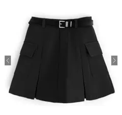 GRLグレイル ベルトインパン裏地付プリーツカーゴミニスカート[at2168]