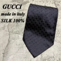 GUCCI グッチ　イタリア製　シルク100% GG柄 ネクタイ　ネイビー