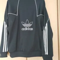 adidas アディダス トラックジャケット 刺繍 トレフォイル 黒 XL