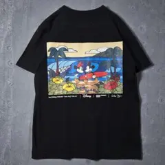 【希少】サーフミッキー ヘザーブラウンTシャツ S 黒バックプリント ディズニーのサムネイル
