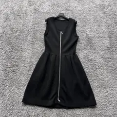 FOXEY 40 黒 フロントzip ニットワンピース