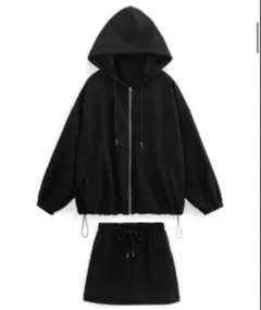 GRL パーカー×ミニスカート　スウェット　セットアップ　ブラック　M