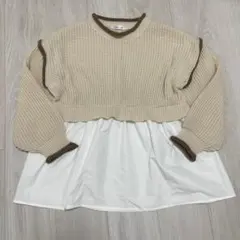 Mサイズ　レイヤードニット　ベージュ