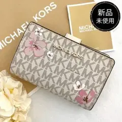 新品　正規品☆MICHAEL KORS 折り財布　 ホワイト　花柄二つ折り財布