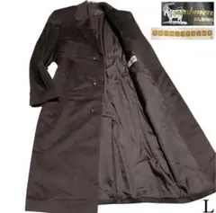 【カシミヤ混×未使用に近い】マキシ丈ウールロングチェスターコート ブラウン L