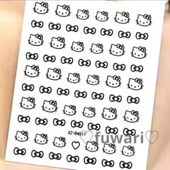 【50周年ハローキティ】黒　ネイルシール　サンリオ　まとめ割あり♡ 即購入OK♡