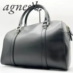 【極美品】アニエスベー ミニボストン ハンドバッグ オールレザー ブラック