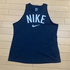 NIKE DRI-FITナイキロゴプリント タンクトップ M 黒トレ ヨガ ラン