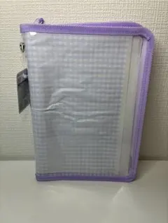 【パープル】6リングファイルケース A5 ギンガムチェック バインダー シール帳