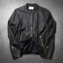 STUDIOUS ライダース ラムレザージャケット ジップギミック 黒 モード