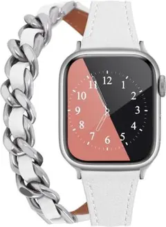 アップルウォッチ バンド レディース 本革 ステンレスチェーン Apple