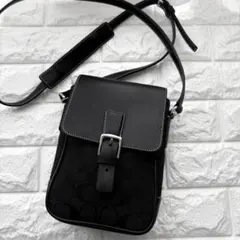 COACH コーチ ショルダーバッグ シグネチャー柄 6098 黒×ダークグレー