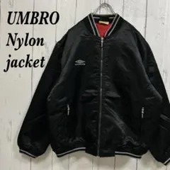 [447]アンブロ90sワンポイント刺繍ロゴフルジップ中綿ナイロンジャケット古着