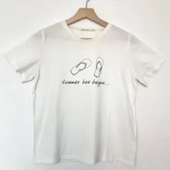 ehka sopo Tシャツ M ホワイト ロゴ プリント サンダル シンプル
