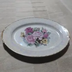 バラの花柄 楕円形皿