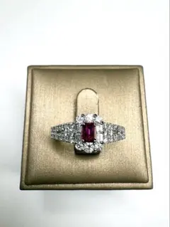 PT950天然ルビー 0.27ct ダイヤモンド リング