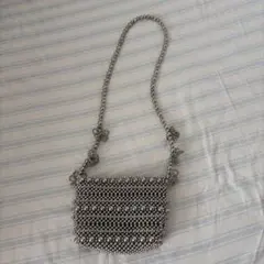 キャセリーニ　シルバー ビーズ　パーティーバッグ