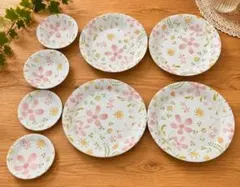 【TONO】 パスタプレート＆プレート 小鉢 小皿 8点セット 花柄のサムネイル