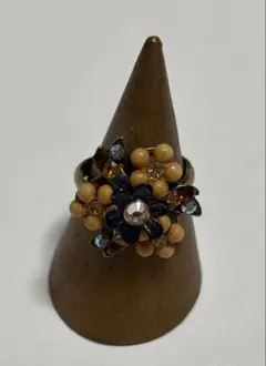 美品☆ ミハエルネグリンのネイビー×ブラウンブーケリングのサムネイル