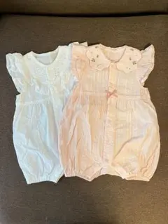 【アカチャンホンポ】ロンパース2点セット(ピンク・白)