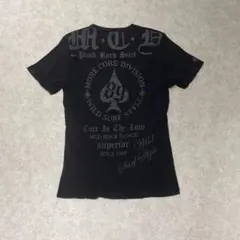 MCD グランジ y2k プリント vネック 半袖リブカットソー Tシャツ