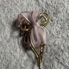 リボン付き ゴールド バンスクリップ ヘアクリップ ヘアアクセサリー