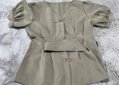 GW前セール INGNIオリーブ色 パフスリーブシャツ Mサイズ