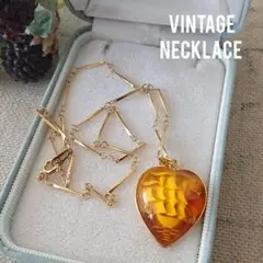 K18GP 船が浮かぶハート ヴィンテージ ネックレス No.1654