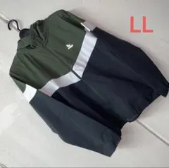 訳ありLLサイズメンズ胸反射プリントパーカージャケットカーキグレー