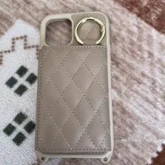 な*お様 ベージュ キルティング iPhone12ケース カードポケット付き