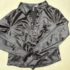 DIVIDED H&M ブラック サテンシャツ 長袖
