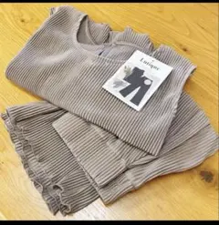 Lutique プリーツ加工トップス＆パンツ セットアップ ベージュ
