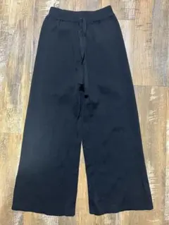 黒 ワイドパンツ 紐付き