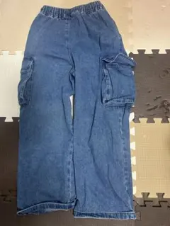 デニム カーゴパンツ ゴムウエスト