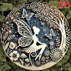 妖精と蝶の壁飾り ブリキ看板