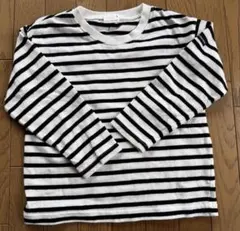 プティマイン♡petit main♡ 白と黒のストライプ長袖カットソー110
