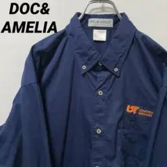 T-173 DOC&AMELIA ワークシャツ 刺繍 長袖 L 紺 アメリカ古着