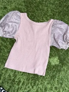 ペアマノンパフスリーブ Tシャツ 100子供服カジュアルガーリー