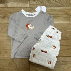 【新品】パンどろぼう　長袖　裏毛　キルトパジャマ　上下セット　110cm