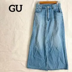 GU ジーユー デニムロングスカート M ハイウエスト 美ライン Aライン