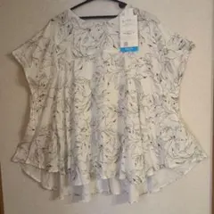 インド綿　フラワープリント フレアシルエットシャツ ゆったりサイズ