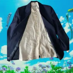 春コーデ2点セット紺色ジャケット & 刺繍ブラウス（Jolie Madame他）