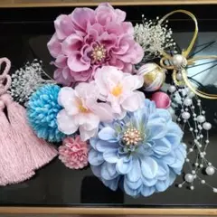和装振袖袴成人式卒業式等に髪飾りセット　ローズピンクとライトブルー