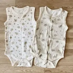 未使用　mamaraku 袖なし ロンパース 肌着 80cm 2枚