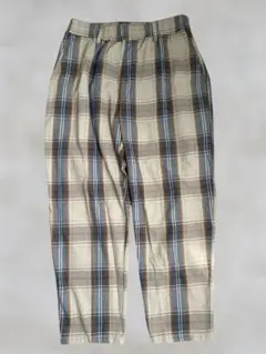 BACK NUMBER チェック柄 ワイドパンツ ゴムウエスト ベージュ