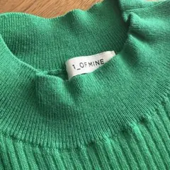 1_OF_MINE グリーン リブ編み 七分袖　ニット