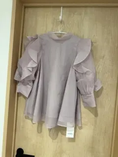 SNIDEL スナイデル オーガンシースルーハーフスリーブブラウス ラベンダー