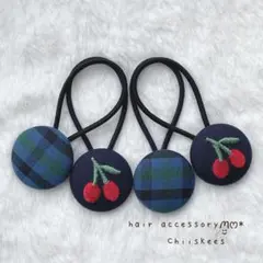 No.124 ハンドメイド くるみボタンヘアゴム