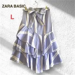 ザラベーシック ザラ ティアードスカート L ストライプ アシンメトリー